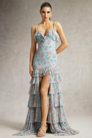 Haliy Floral Print Ruffle Maxi Dress